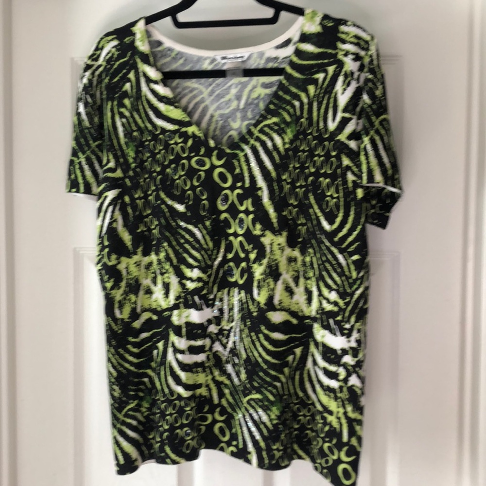 Peter Nygard Black/Yellow Animal Print Top -  XL